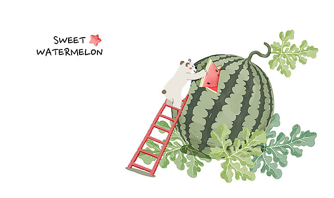 PSD 한마리 백그라운드 잎 일러스트 사다리 곰 여름음식 수채화 수박 사람없음 여름 여름휴가 바캉스 시원함 여름라이프 제철음식 제철과일 과채 국내일러스트 식물 동물 1 라이프스타일 계절 음식 채소 과일 포유류 휴가 도구 제철 파일형식 여름_계절