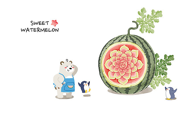 PSD 백그라운드 잎 꽃무늬 일러스트 곰 여름음식 수채화 수박 세마리 사람없음 장식 여름 여름휴가 바캉스 시원함 펭귄 조각칼 여름라이프 조각장식 제철음식 제철과일 과채 국내일러스트 식물 동물 라이프스타일 계절 꽃 음식 무늬 채소 과일 포유류 조류 휴가 3 칼 제철 파일형식 여름_계절