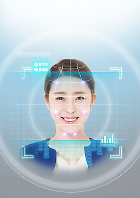 PSD 편집 편집이미지 여자 비즈니스 정보기술 한명 미소 웃음 상반신 20대 성인 디지털 한국인 비즈니스우먼 스마트 홀로그램 4차산업 이미지편집 1 산업 컨셉 기술 표정 사람 동양인 청년 직장인 파일형식