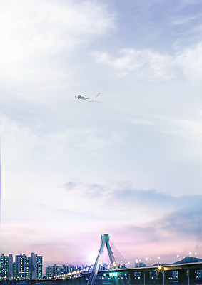 PSD 구름 편집 편집이미지 비즈니스 하늘 비행기 빌딩 사람없음 노을 도시 가교 이미지편집 자연요소 건축물 항공교통 대중교통 건물 파일형식