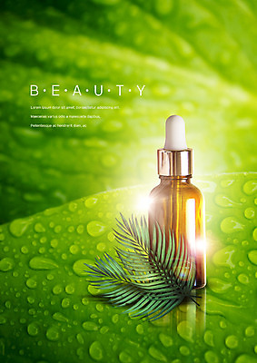 PSD 편집 편집이미지 나뭇잎 사람없음 뷰티 화장품 물방울 오일 수분 앰플 오일병 이미지편집 음식 잎 파일형식