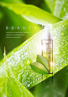 PSD 편집 편집이미지 우먼라이프 나뭇잎 사람없음 뷰티 화장품 물방울 수분 미스트 에센스 이미지편집 라이프스타일 잎 파일형식