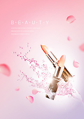 PSD 편집 편집이미지 우먼라이프 꽃잎 사람없음 화장 뷰티 화장품 립스틱 튀는물 낙화 스플래쉬 이미지편집 라이프스타일 꽃 액체표현 파일형식