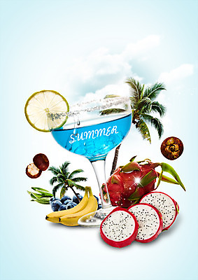 PSD 구름 편집 편집이미지 음료 과일 바나나 사람없음 여름 야자수 다양 칵테일 레몬 칵테일잔 블루베리 용과 망고스틴 이미지편집 자연요소 나무 계절 다수 술잔 주류 파일형식