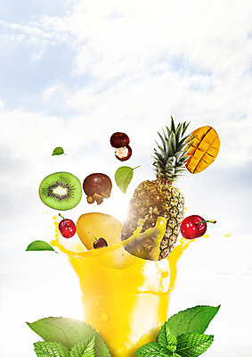 PSD 구름 편집 편집이미지 음료 과일 하늘 나뭇잎 키위 사람없음 체리 과일주스 파인애플 망고 망고스틴 이미지편집 자연요소 잎 주스 열대과일 파일형식