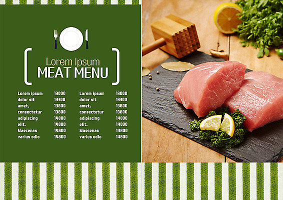 PSD 템플릿 접시 표지디자인 북디자인 출판디자인 내지 리플렛 포크 북커버 파슬리 생고기 육류 팜플렛 사람없음 나이프 가격 레몬 메뉴 가격표 메뉴판 이미지템플릿 식기 채소 과일 식재료 칼 파일형식