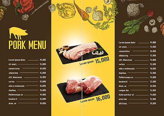 PSD 템플릿 접시 표지디자인 북디자인 출판디자인 내지 리플렛 북커버 피망 생고기 돼지고기 팜플렛 사람없음 버섯 당근 돼지 가격 메뉴 삼겹살 가격표 메뉴판 적환무 이미지템플릿 식기 채소 포유류 뿌리채소 육류 무 파일형식
