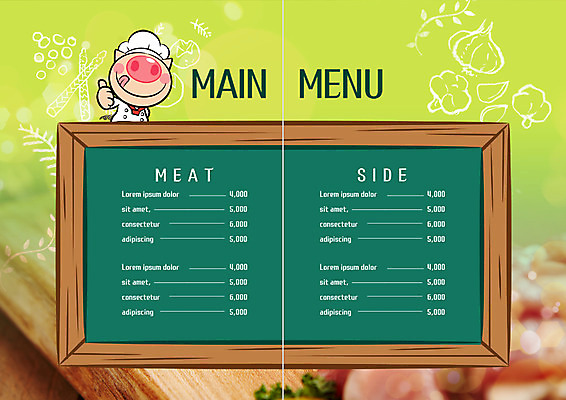 PSD 템플릿 표지디자인 북디자인 출판디자인 내지 한식 리플렛 북커버 마늘 생고기 돼지고기 팜플렛 사람없음 칠판 최고 돼지 가격 메뉴 가격표 음식캐릭터 메뉴판 돼지캐릭터 이미지템플릿 캐릭터 음식 동물캐릭터 채소 포유류 육류 파일형식
