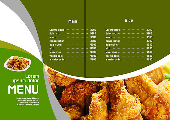 PSD 템플릿 접시 표지디자인 북디자인 출판디자인 내지 리플렛 북커버 팜플렛 사람없음 프라이드치킨 가격 메뉴 가격표 메뉴판 이미지템플릿 식기 치킨 파일형식