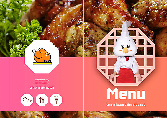 PSD 템플릿 표지디자인 북디자인 출판디자인 표지 리플렛 북커버 파슬리 한명 팜플렛 요리사 치킨 닭 메뉴 음식캐릭터 메뉴판 훈제치킨 이미지템플릿 직업 캐릭터 1 음식 채소 조류 사람 닭고기요리 파일형식