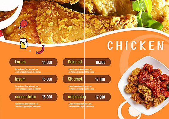 PSD 템플릿 접시 표지디자인 북디자인 출판디자인 내지 리플렛 북커버 맥주 팜플렛 사람없음 프라이드치킨 양념치킨 가격 메뉴 가격표 메뉴판 맥주잔 치맥 이미지템플릿 식기 술잔 주류 치킨 파일형식