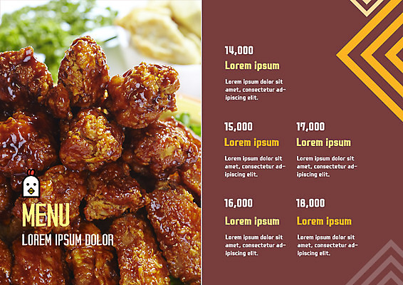 PSD 템플릿 표지디자인 북디자인 출판디자인 내지 리플렛 북커버 팜플렛 사람없음 양념치킨 가격 메뉴 가격표 메뉴판 이미지템플릿 치킨 파일형식