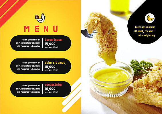 PSD 템플릿 표지디자인 북디자인 출판디자인 내지 리플렛 포크 북커버 파슬리 팜플렛 사람없음 프라이드치킨 머스터드 메뉴 가격표 메뉴판 이미지템플릿 식기 채소 치킨 소스_음식 파일형식