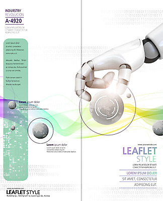 PSD 템플릿 표지디자인 북디자인 출판디자인 표지 리플렛 2단접지 북커버 비즈니스 정보기술 팜플렛 사람없음 지구본 로봇 로봇팔 4차산업 이미지템플릿 산업 기술 파일형식