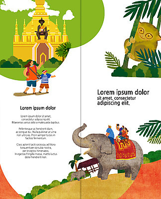 PSD 템플릿 표지디자인 건축물 북디자인 출판디자인 여자 남자 내지 어린이 리플렛 여행 2단접지 북커버 태국 코끼리 팜플렛 여러명 성인 야자수 원숭이 코끼리트래킹 이미지템플릿 나무 건축 아시아 다수 포유류 사람 파일형식
