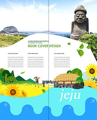 PSD 템플릿 표지디자인 북디자인 출판디자인 여자 내지 리플렛 바다 여행 2단접지 북커버 해바라기 초가집 한명 팜플렛 성인 제주도 돌하르방 국내여행 이미지템플릿 1 꽃 한옥 한국 사람 파일형식