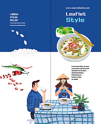 PSD 템플릿 표지디자인 북디자인 출판디자인 여자 표지 남자 화분 리플렛 2단접지 북커버 젓가락 고추 식탁 앉기 팜플렛 성인 두명 동남아음식 베트남음식 쌀국수 이미지템플릿 음식 채소 모션 탁자 수저 사람 국수 파일형식