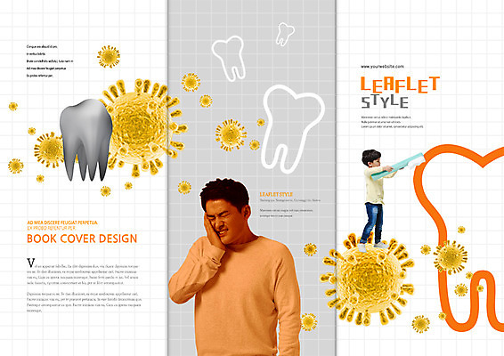 PSD 템플릿 표지디자인 북디자인 출판디자인 표지 남자 어린이 리플렛 40대 북커버 3단접지 의학 소년 팜플렛 성인 두명 고통 한국인 치아 칫솔 박테리아 치통 이미지템플릿 감정 중년 사람 동양인 위생용품 소화기관 질병 파일형식
