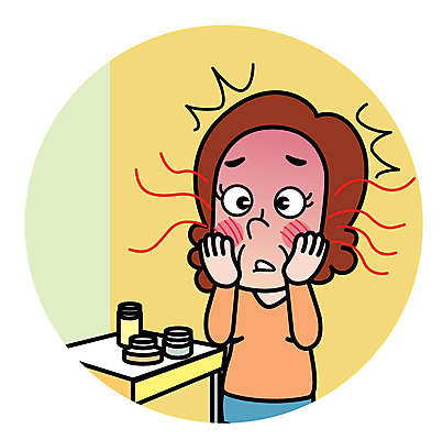 여자 일러스트 한명 상반신 성인 화장품 열 갱년기 홍조 여자한명만 성인여자한명만 폐경기 국내일러스트 AI파일 1 사람 뷰티 증상 여자만 성인여자만 파일형식 벡터