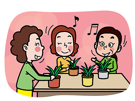 여자 화초 일러스트 성인 취미 세명 모임 원예 수다 사교 사교모임 성인여자만 국내일러스트 AI파일 식물 대화 사람 여자만 성인만 파일형식 벡터
