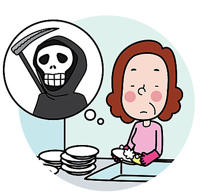 여자 가사 생각 일러스트 한명 성인 죽음 설거지 주부 우울증 여자한명만 성인여자한명만 국내일러스트 AI파일 1 사람 질병 여자만 성인여자만 파일형식 벡터