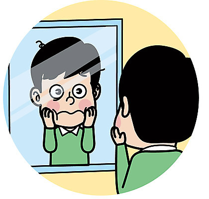 남자 얼굴 일러스트 한명 상반신 성인 거울 붓기 낙담 성인남자한명만 국내일러스트 AI파일 1 컨셉 모션 사람 신체부위 남자한명만 성인남자만 파일형식 벡터