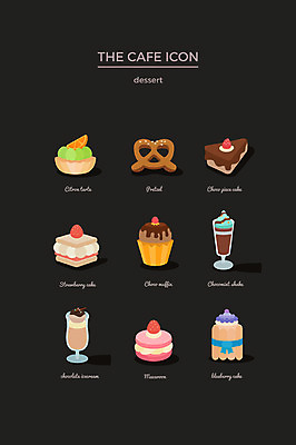 아이콘 사람없음 세트 케이크 조각케이크 웹아이콘 머핀 초코케이크 쉐이크 마카롱 딸기케이크 초코아이스크림 초콜릿머핀 브레첼 2D아이콘 AI파일 음료 빵 딸기 아이스크림 디저트 파일형식 벡터