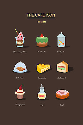 아이콘 디저트 사탕 사람없음 세트 케이크 도넛 설탕 컵케이크 웹아이콘 푸딩 딸기푸딩 브레드 2D아이콘 AI파일 음식 파일형식 벡터