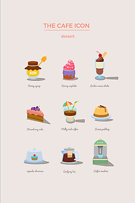 아이콘 사람없음 세트 조각케이크 컵케이크 커피메이커 웹아이콘 시럽 꿀 푸딩 쉐이크 2D아이콘 AI파일 음료 디저트 케이크 커피용품 파일형식 벡터