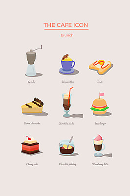 아이콘 커피 사람없음 세트 케이크 햄버거 웹아이콘 토스트 그라인더 푸딩 쉐이크 라떼 2D아이콘 AI파일 음료 빵 디저트 패스트푸드 커피용품 파일형식 벡터