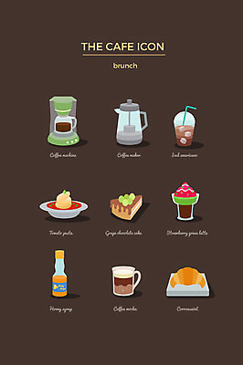 아이콘 사람없음 세트 커피메이커 크루아상 웹아이콘 시럽 초코케이크 라떼 아이스아메리카노 카페모카 토마토스파게티 핸드드립 2D아이콘 AI파일 커피 빵 스파게티 케이크 아메리카노 아이스커피 커피용품 파일형식 벡터