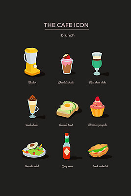 아이콘 샌드위치 사람없음 세트 컵케이크 믹서 웹아이콘 토스트 아보카도 쉐이크 핫소스 2D아이콘 AI파일 음료 음식 빵 과일 케이크 소스_음식 파일형식 벡터