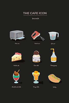 아이콘 사람없음 세트 케이크 오븐 조각케이크 웹아이콘 시럽 망고 핫도그 꿀 쉐이크 계량컵 핸드믹서 2D아이콘 AI파일 음료 음식 디저트 패스트푸드 컵 가전제품 믹서 열대과일 계량 파일형식 벡터