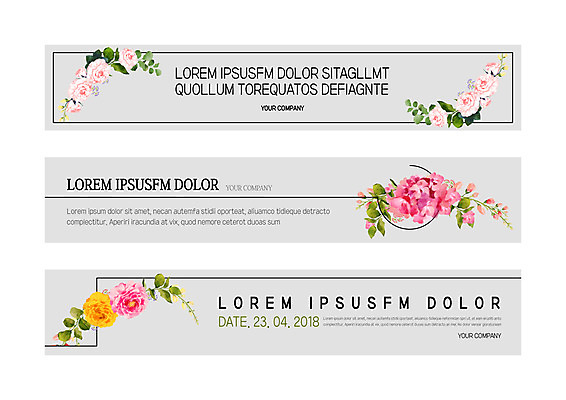 템플릿 배너 배너템플릿 가로배너 꽃 사각프레임 사람없음 현수막 배너세트 AI파일 식물 프레임 가로 세트 사각형 파일형식 벡터