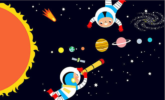 전신 여자 남자 별 지구 여행 일러스트 두명 우주 망원경 행성 우주비행사 관찰 우주선 비행선 태양계 탐사 우주여행 토성 성운 목성 금성 수성 우주탐사 천왕성 해왕성 혜성 화성 국내일러스트 AI파일 자연요소 모션 사람 파일형식 벡터