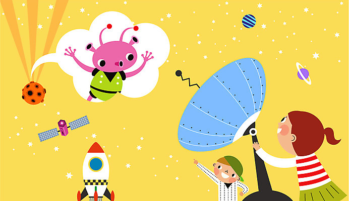 여자 남자 여행 일러스트 안테나 서기 상반신 두명 우주 인공위성 외계인 관찰 우주선 비행선 환영 탐사 우주여행 토성 레이더 우주정거장 국내일러스트 AI파일 통신 모션 사람 행성 미확인물체 파일형식 벡터