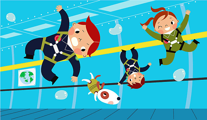 전신 한마리 여자 남자 일러스트 세명 우주비행사 물방울 체험 강아지 연습 공중부양 무중력 국내일러스트 AI파일 1 컨셉 사람 반려동물 우주 개 파일형식 벡터