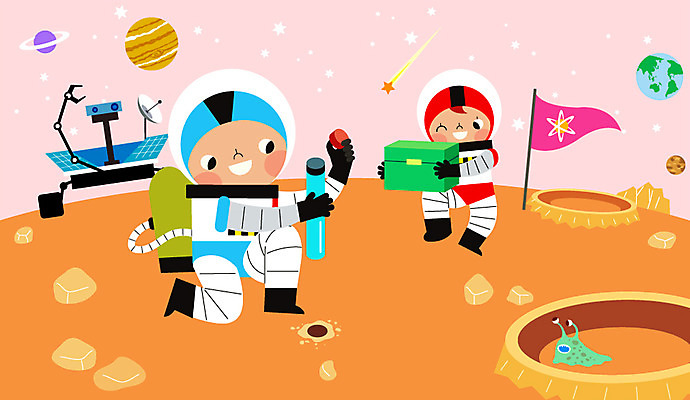 전신 여자 남자 별 지구 여행 일러스트 두명 상자 우주 행성 우주비행사 외계인 우주선 검사_조사 탐사선 비행선 분화구 탐사 우주여행 토성 목성 우주탐사 원단샘플 혜성 화성 국내일러스트 AI파일 자연요소 사람 미확인물체 화산 파일형식 벡터