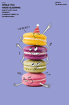 PSD 편집이미지 포토일러 디저트 표정 사람없음 쌓기 여러개 고깔모자 마카롱 이미지편집 모자_잡화 음식 다수 모션 파일형식