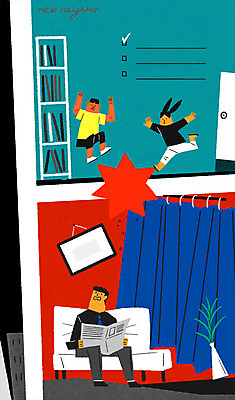 전신 PSD 여자 남자 화분 어린이 액자 일러스트 책장 성인 세명 소파 점프 커튼 신문 이웃 층간소음 국내일러스트 가구 의자 모션 사람 간행물 뉴스 소음 파일형식