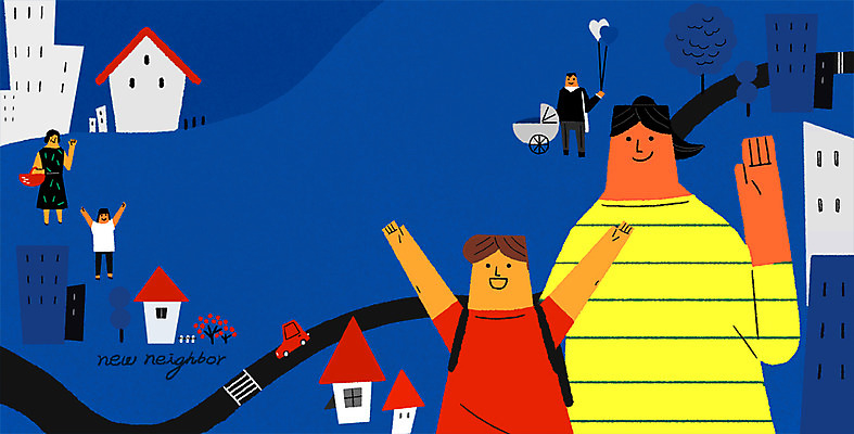 전신 PSD 나무 여자 남자 어린이 일러스트 자동차 아파트 주택 여러명 상반신 성인 마을 인사 횡단보도 이웃 스쿨존 국내일러스트 식물 육상교통 다수 사람 건물 예절 보행로 파일형식