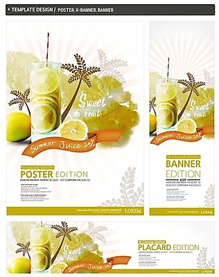 PSD 배너 배너템플릿 가로배너 ZIP 포스터 세로배너 음료 과일 잔 빨대 사람없음 여름 세트 야자수 현수막 레몬 레모네이드 레몬주스 나무 템플릿 식기 계절 가로 세로 과일주스 에이드 파일형식