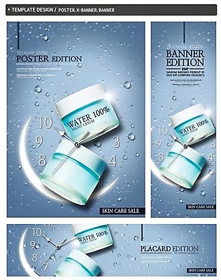 PSD 배너 배너템플릿 가로배너 ZIP 포스터 세로배너 시계 사람없음 세트 뷰티 화장품 현수막 물방울 수분 피부관리 스킨케어 수분크림 템플릿 가로 세로 파일형식
