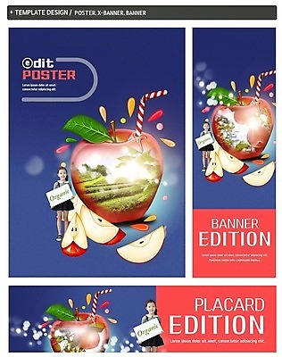 PSD 배너 배너템플릿 여자 가로배너 ZIP 포스터 세로배너 어린이 과일 나뭇잎 빨대 한명 소녀 세트 한국인 현수막 사과 유기농 과즙 사과주스 소녀만 템플릿 1 웰빙 잎 사람 동양인 가로 세로 과일주스 여자만 어린이만 파일형식