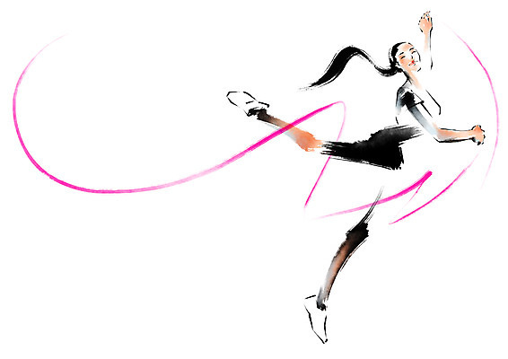 전신 PSD 여자 일러스트 캘리그라피 모션 붓터치 한명 성인 점프 댄서 춤 리듬체조 리본체조 국내일러스트 직업 1 스포츠 문화예술 사람 체조 파일형식