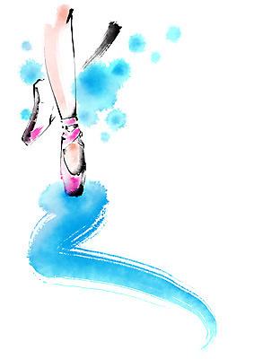 PSD 여자 일러스트 캘리그라피 붓터치 댄서 다리 춤 발레 발레리나 토슈즈 까치발 국내일러스트 직업 신발 발 문화예술 사람 신체부위 파일형식