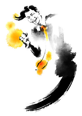 PSD 남자 중년 일러스트 캘리그라피 중년라이프 붓터치 한명 웃음 상반신 성인 파이팅 비즈니스맨 국내일러스트 1 라이프스타일 비즈니스 모션 표정 사람 직장인 파일형식