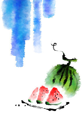 PSD 접시 과일 일러스트 캘리그라피 여름음식 수박 사람없음 번짐 과채 국내일러스트 식기 음식 채소 파일형식 효과 여름_계절