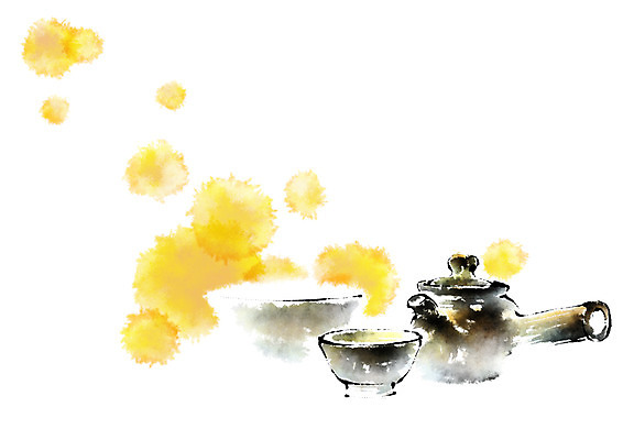 PSD 일러스트 캘리그라피 전통소품 사람없음 전통차 찻잔 다기 찻주전자 번짐 국내일러스트 전통 주전자 잔 차_음료 다도 오브젝트 파일형식 효과