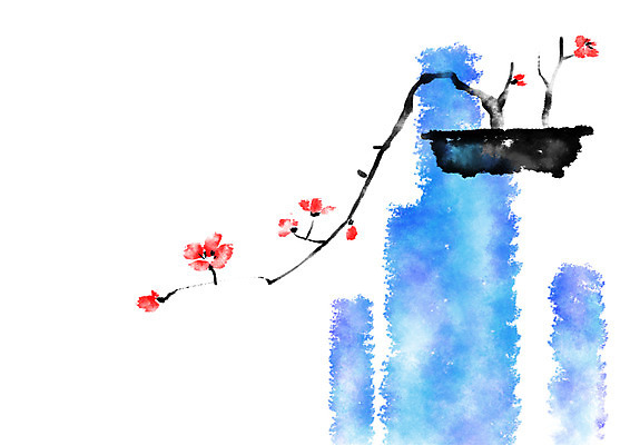 PSD 꽃 화분 일러스트 캘리그라피 자연 꽃나무 사람없음 나뭇가지 분재 국내일러스트 나무 식물 생태계 파일형식